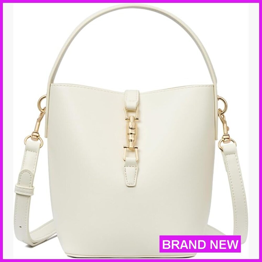 Small Vegan Leather Bucket Bag Crossbody Shoulder Purse Trendy Chic